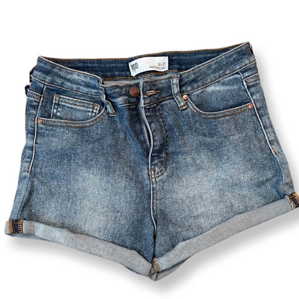 RSQ Womens High Rise Cuffed Denim Shorts size 27 (5)